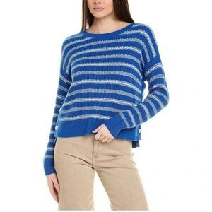 CABI Popular Pullover Sweater Blue White Stripe Sz L #6165 EUC